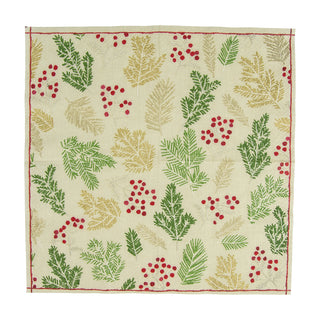 Sprigs And Berries Linen Napkin Cocktail