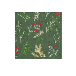 Sprigs And Berries Evergreen Napkin Cocktail