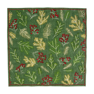Sprigs And Berries Evergreen Napkin Cocktail
