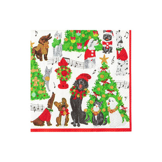 Caroling Pets Napkin Cocktail