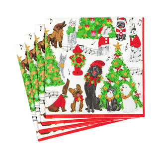 Caroling Pets Napkin Cocktail
