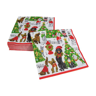 Caroling Pets Napkin Cocktail