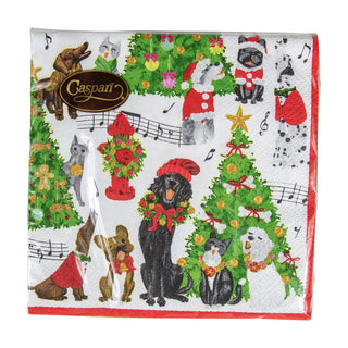 Caroling Pets Napkin Cocktail