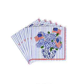Flags And Hydrangeas  Napkin Box Cocktail - 40 per box