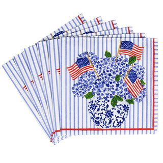 Flags And Hydrangeas Napkin Cocktail