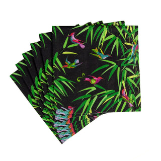 Birds In Paradise Black Cocktail Napkin - 20in