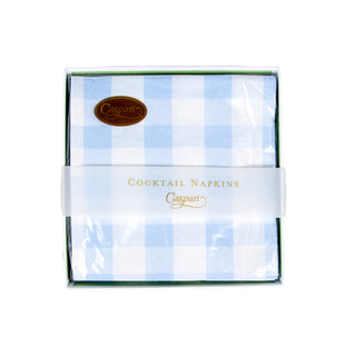 Gingham Light Blue  Napkin Box Cocktail - 40 per box