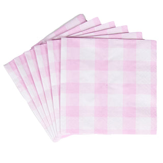 Gingham Pink Napkin Cocktail