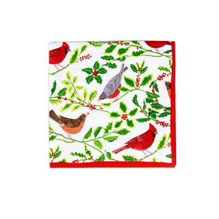 Songbirds And Holly White  Napkin Box Cocktail - 40 per box