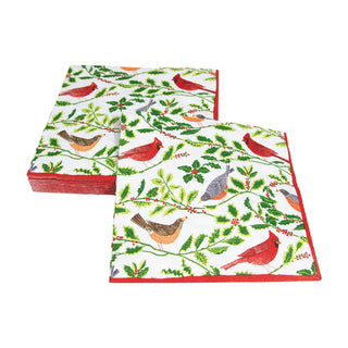 Songbirds And Holly White Napkin Luncheon