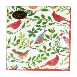 Songbirds And Holly White Napkin Luncheon