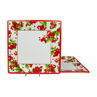 Christmas Berry Red  Sq Dinner Plates Square