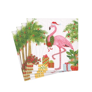 Christmas Flamingos Napkin Cocktail