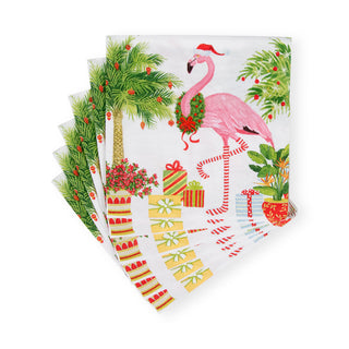 Christmas Flamingos Napkin Cocktail