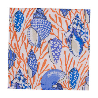 Shell Toile-Coral/Blue Napkin Cocktail