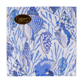 Shell Toile-Blue Napkin Cocktail