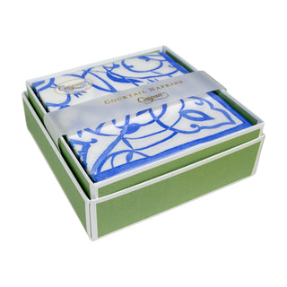 Algarve Ceramic Blue-Paper Linen Napkin Box Cocktail-Airlaid