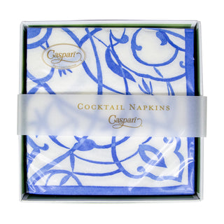 Algarve Ceramic Blue-Paper Linen Napkin Box Cocktail-Airlaid