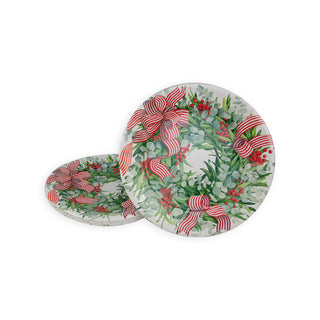 Ribbon Stripe Wreath Dinner Plates