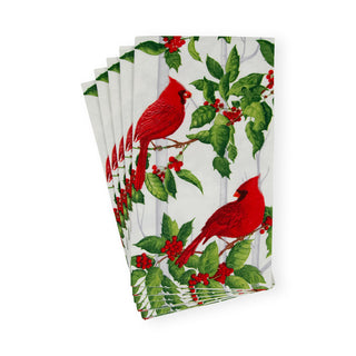 Holly And Songbirds White/Silver Guest Towel