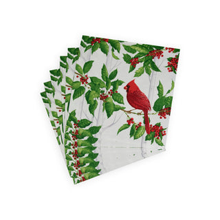 Holly And Songbirds White/Silver Napkin Luncheon
