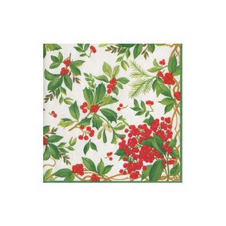 Holly Chintz White Boxed Cocktail Napkins - 40 Per Box