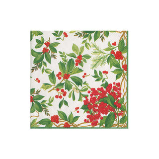 Holly Chintz White Cocktail Napkins - 20 Per Package