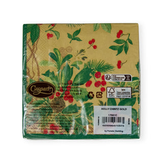 Holly Chintz Gold Napkin Cocktail