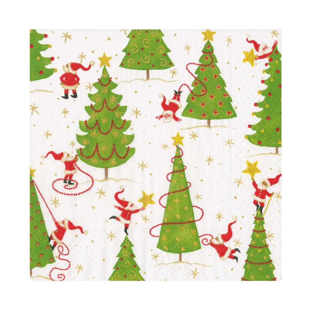 Twirling Santas Luncheon Napkins - 20 Per Package