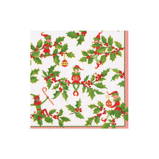Jingle Elves Boxed Cocktail Napkins - 40 Per Box