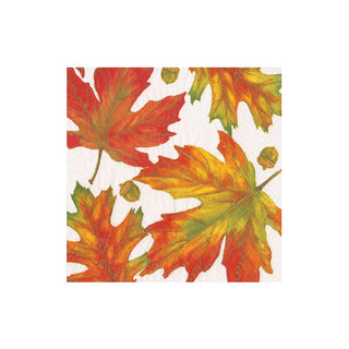 Autumn Hues White Boxed Cocktail Napkins - 40 Per Box