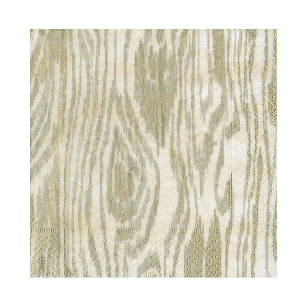 Woodgrain Silver & Gold Luncheon Napkins - 20 Per Package