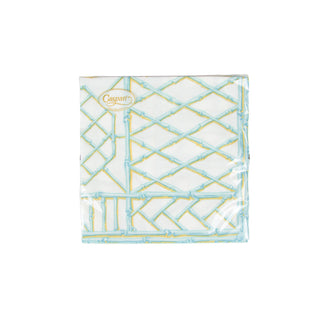 Bamboo Screen Robin's Egg-Ppr Linen Napkin Airlaid Luncheon-15 In