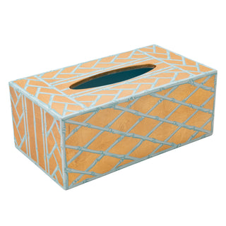 Bamboo Screen Robin's Egg Rectangle Lacquer Tissue Box Cover