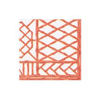 Bamboo Screen Coral Paper Linen Boxed Cocktail Napkins - 15 Per Package
