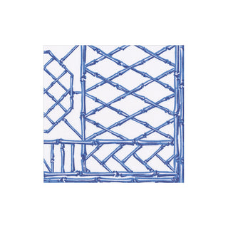 Bamboo Screen China Blue-Ppr Linen Paper Linen Cocktail Napkin - package of 15
