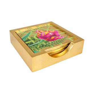 La Dolce Vita Gold Lacquer Coasters Set Of 4