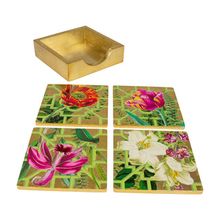 La Dolce Vita Gold Lacquer Coasters Set Of 4