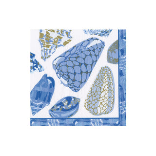 Coquillage Blue Boxed Cocktail Napkins - 40 Per Box
