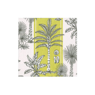 Southern Palms Green & White Cocktail Napkins - 20 Per Package