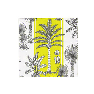 Southern Palms Green/White Napkin Cocktail