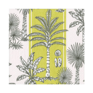 Southern Palms Green & White Luncheon Napkins - 20 Per Package