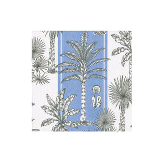 Southern Palms Blue & White Boxed Cocktail Napkins - 40 Per Box