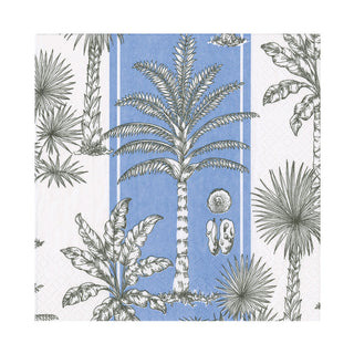 Southern Palms Blue & White Luncheon Napkins - 20 Per Package