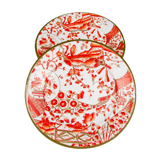 Gilded Porcelain Coral Salad & Dessert Plates - 8 Per Package