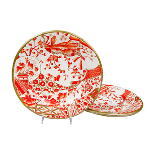 Gilded Porcelain Coral Salad & Dessert Plates - 8 Per Package