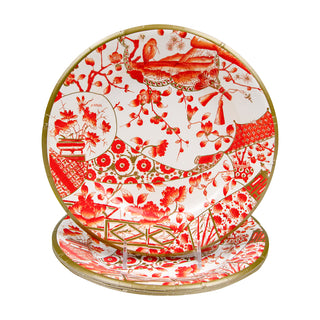 Gilded Porcelain Coral Salad & Dessert Plates - 8 Per Package