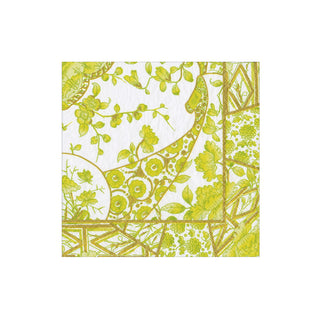 Gilded Porcelain Chartreuse Boxed Cocktail Napkins - 40 Per Box