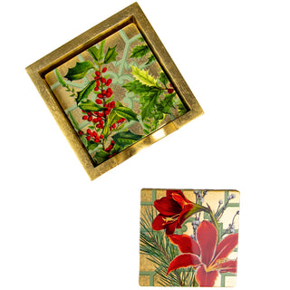 Christmas Garden Lacquer Coasters Set Of 4