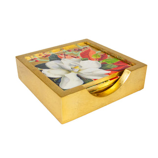 Christmas Garden Lacquer Coasters Set Of 4
